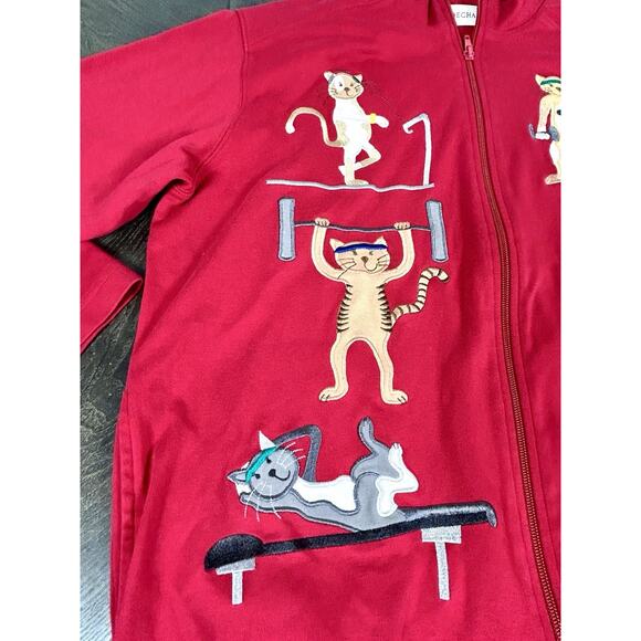 Vintage 90's Bechamel Zip Up Light Jacket Aerobic Cats Women's Medium Cotton - Picture 4 of 11